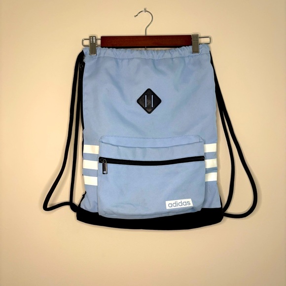 Adidas Sky Blue Drawstring Backpack - Picture 1 of 10